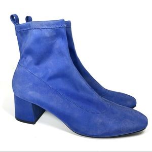 Topshop blue stretch block heel ankle boots 42